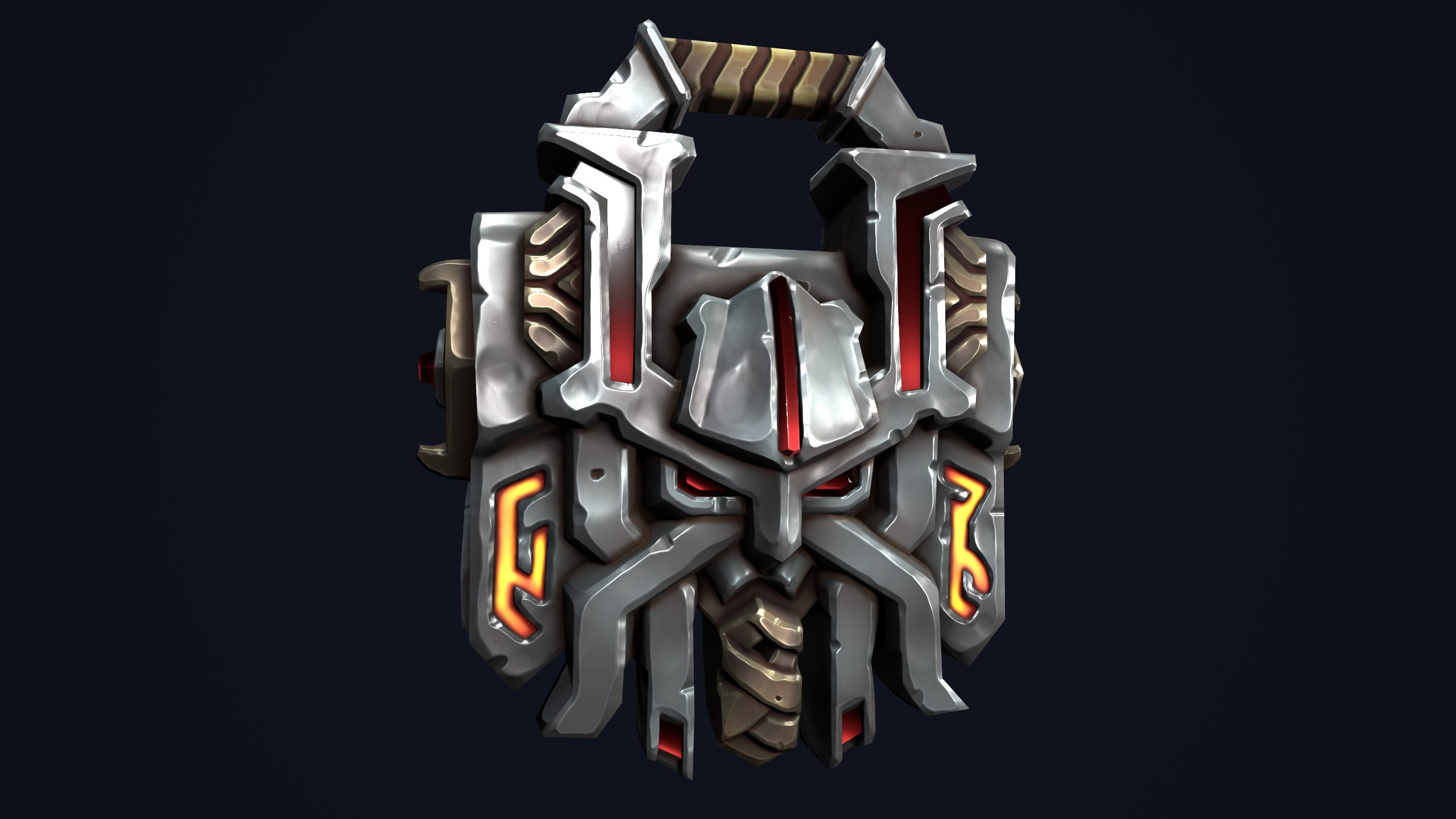 Fantasy dwarf minigun Low-poly 3D model_17