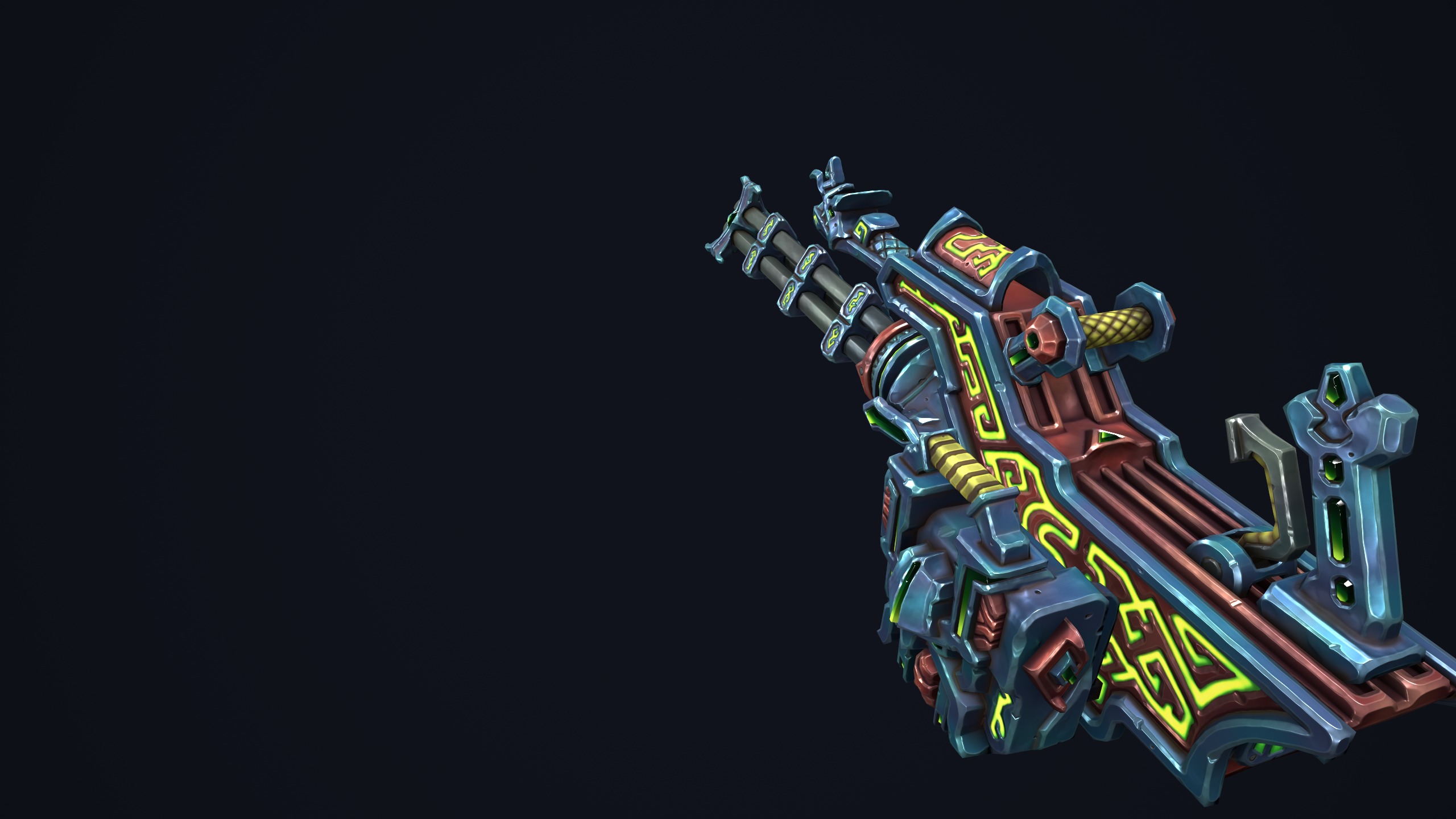 Fantasy dwarf minigun Low-poly 3D model_14