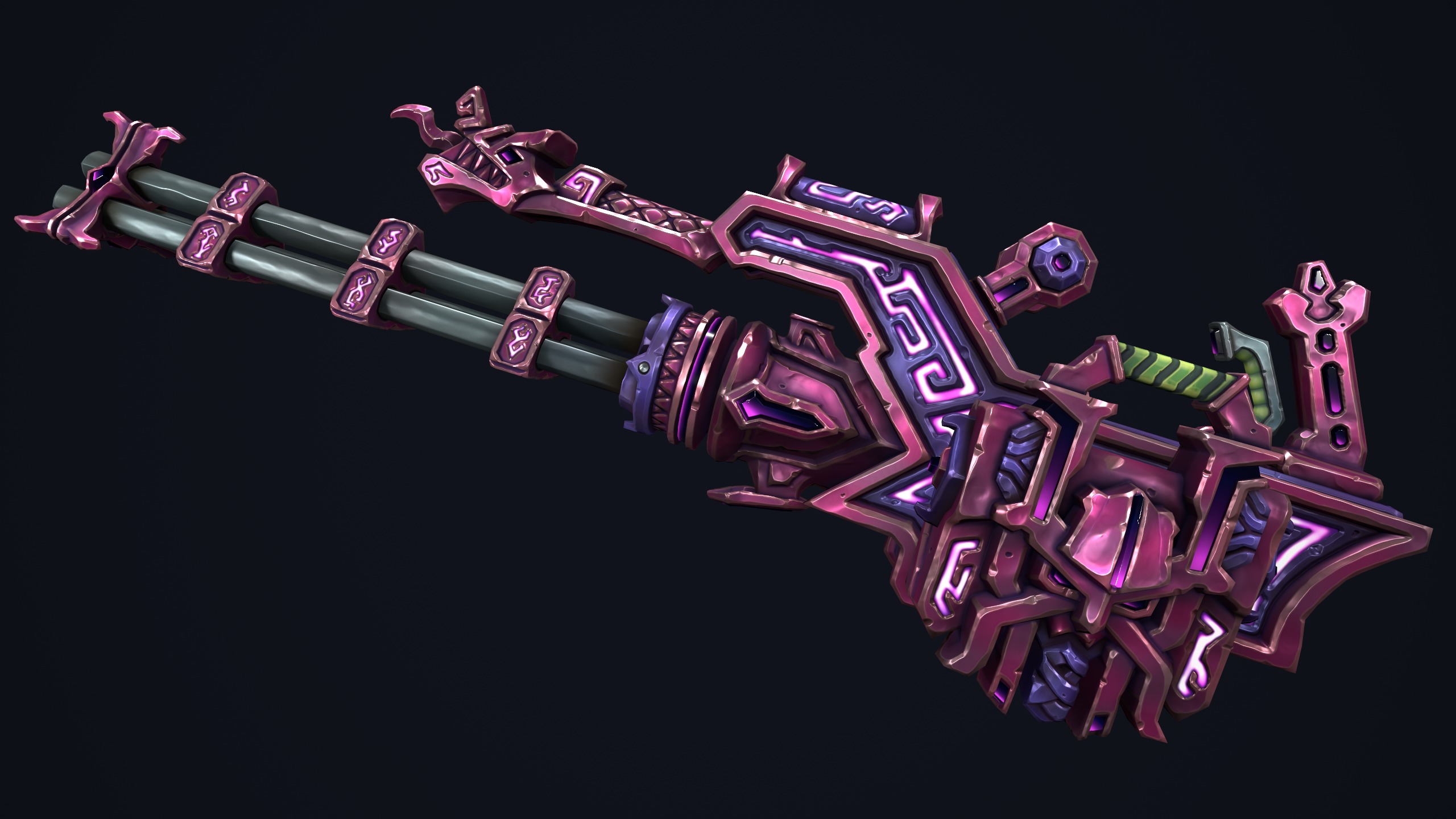 Fantasy dwarf minigun Low-poly 3D model_6