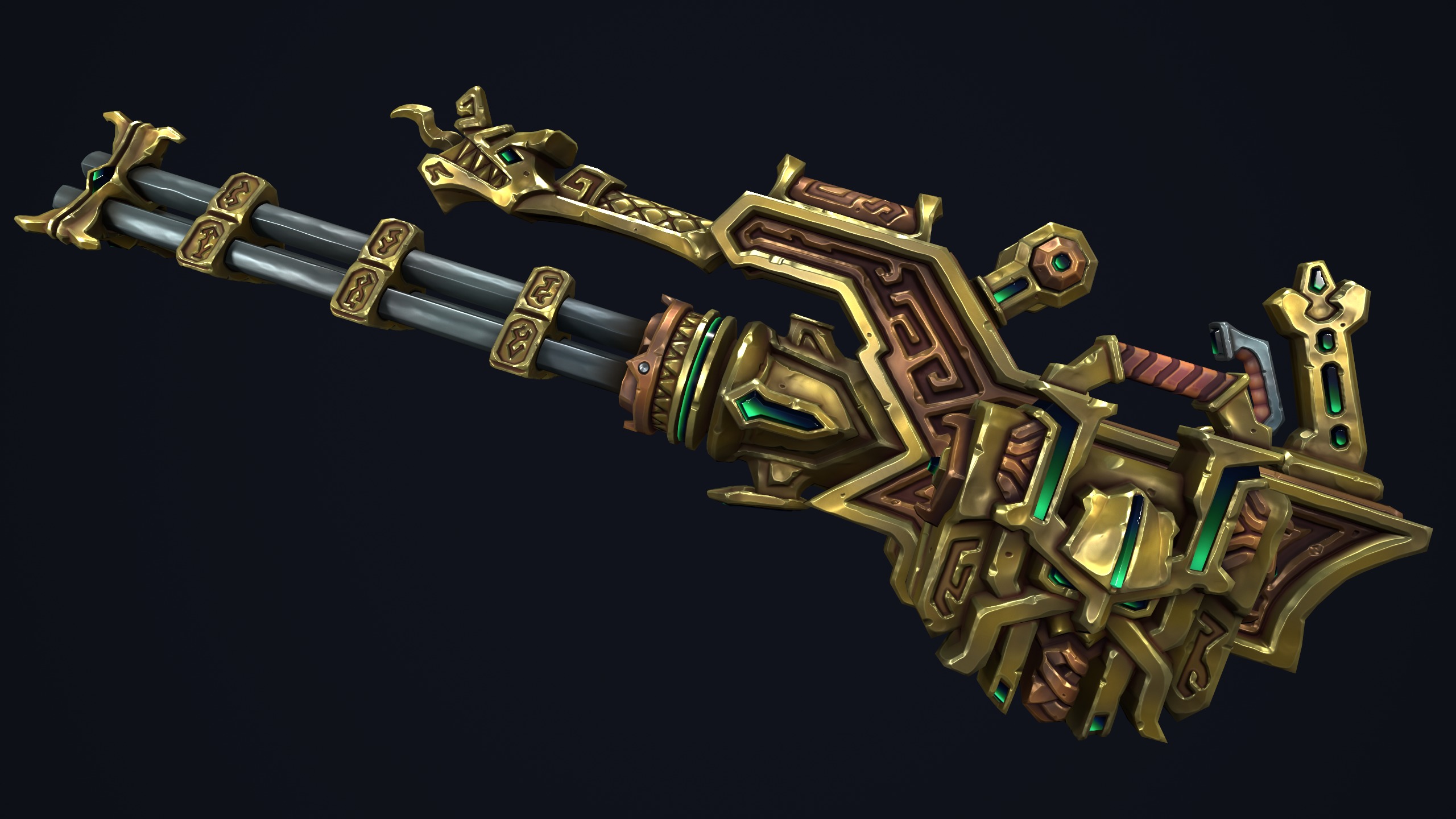 Fantasy dwarf minigun Low-poly 3D model_2