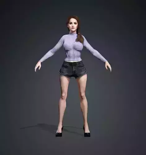 Beautiful Girl in Dynamic Pose - 3D Model