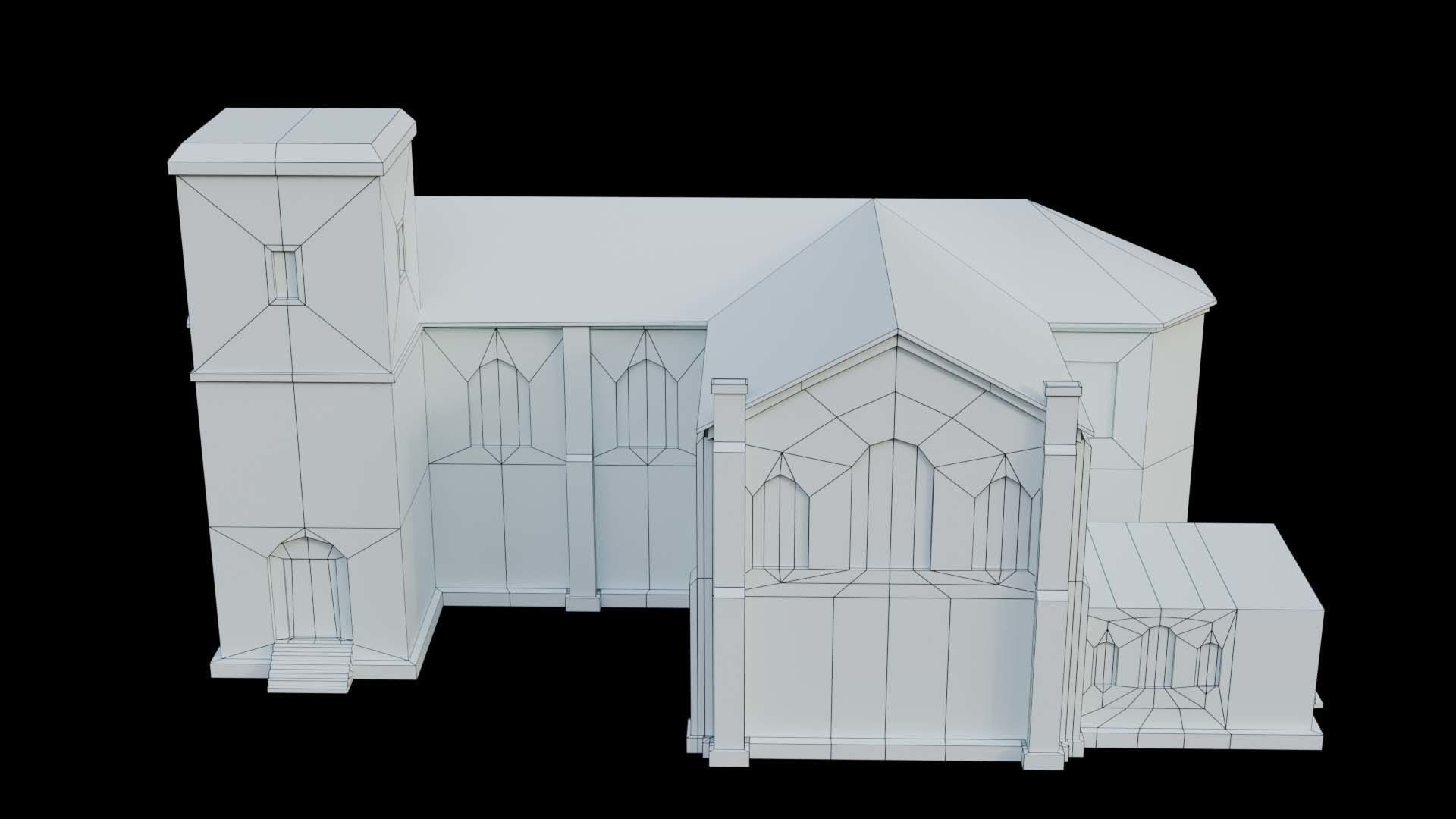 Suburban building 1 Low-poly 3D model_11