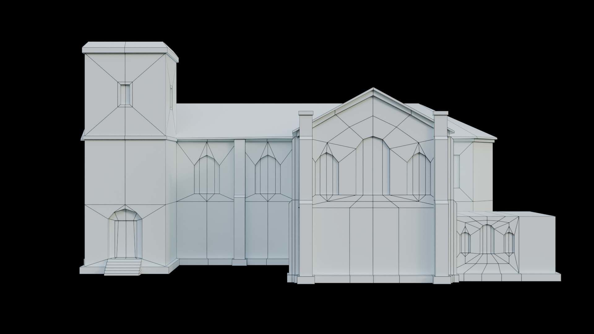 Suburban building 1 Low-poly 3D model_2