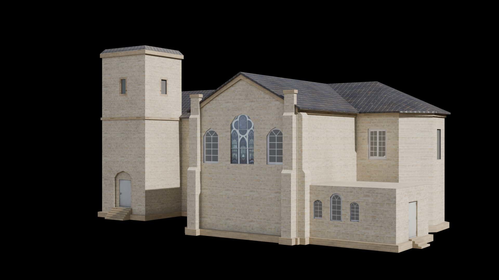 Suburban building 1 Low-poly 3D model_7