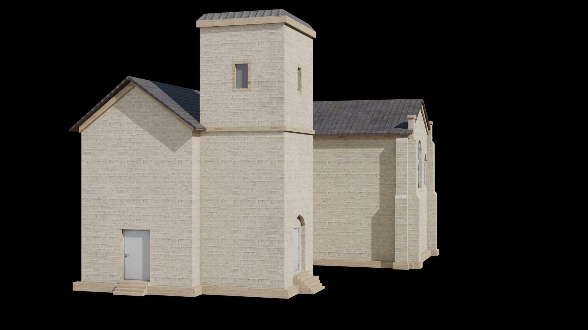 Suburban building 1 Low-poly 3D model_4