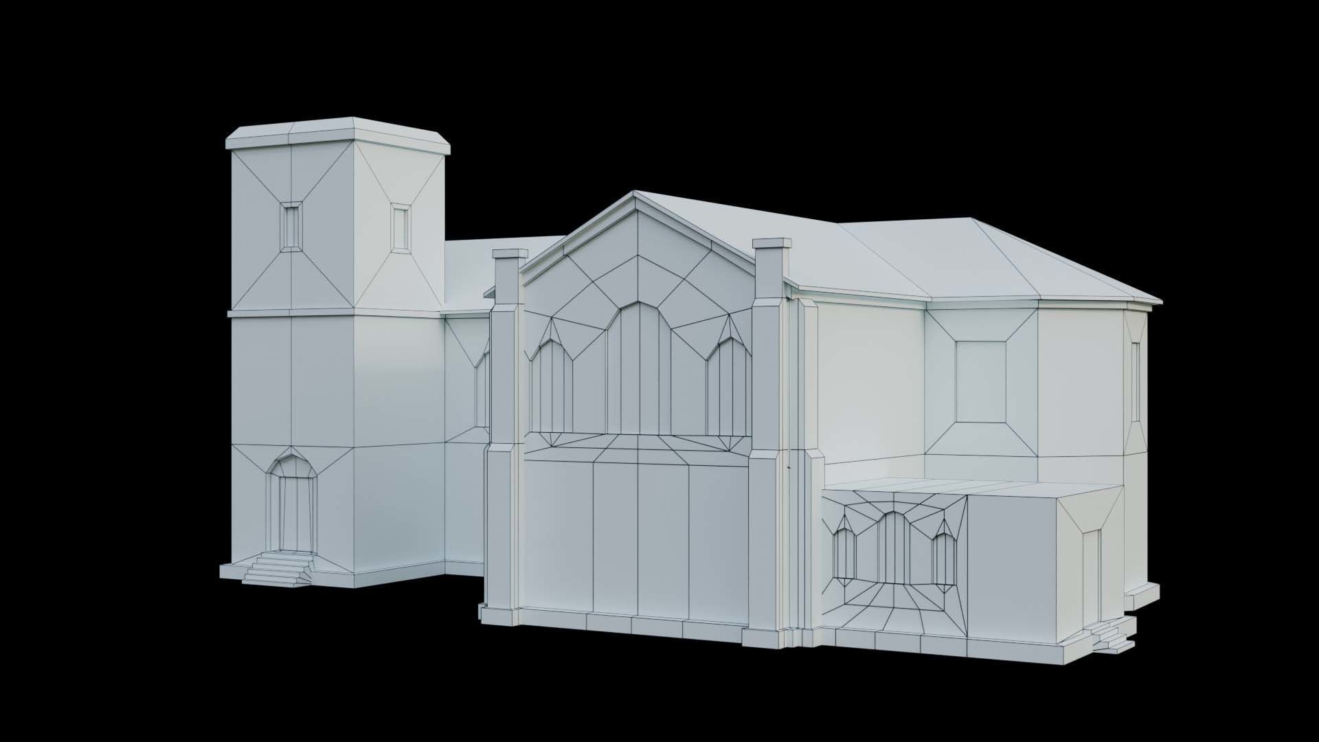 Suburban building 1 Low-poly 3D model_10