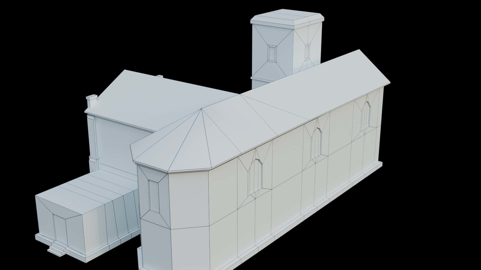 Suburban building 1 Low-poly 3D model_3