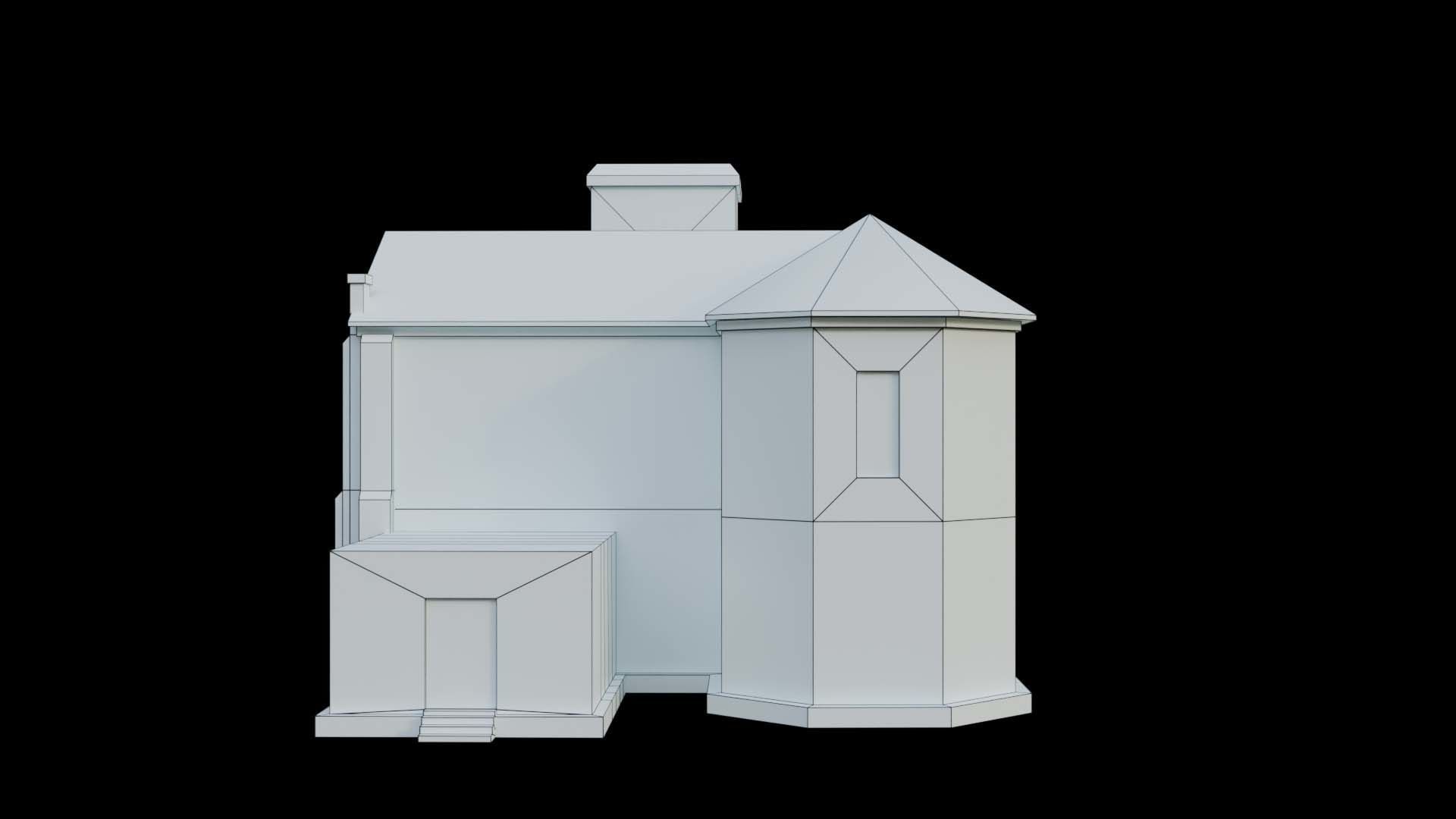 Suburban building 1 Low-poly 3D model_14
