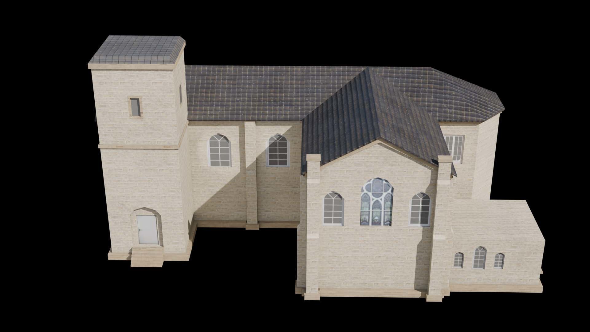 Suburban building 1 Low-poly 3D model_8