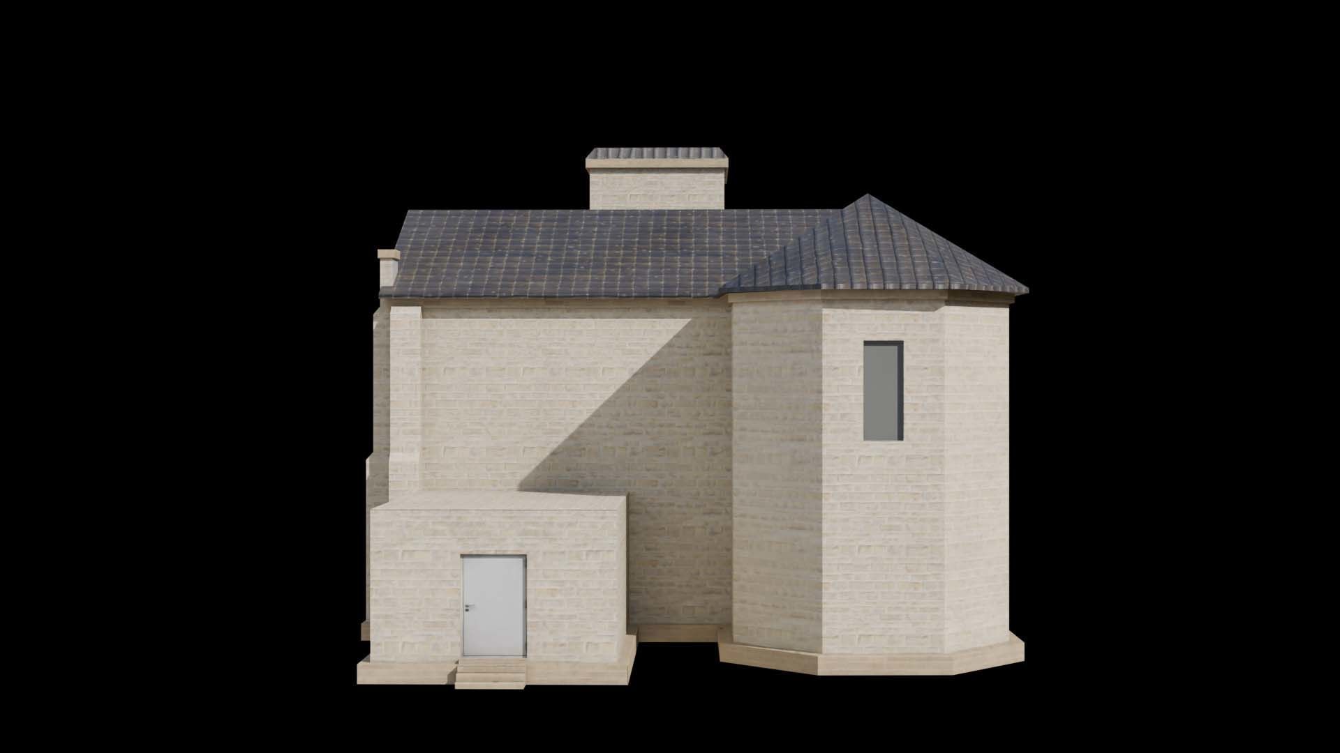 Suburban building 1 Low-poly 3D model_6