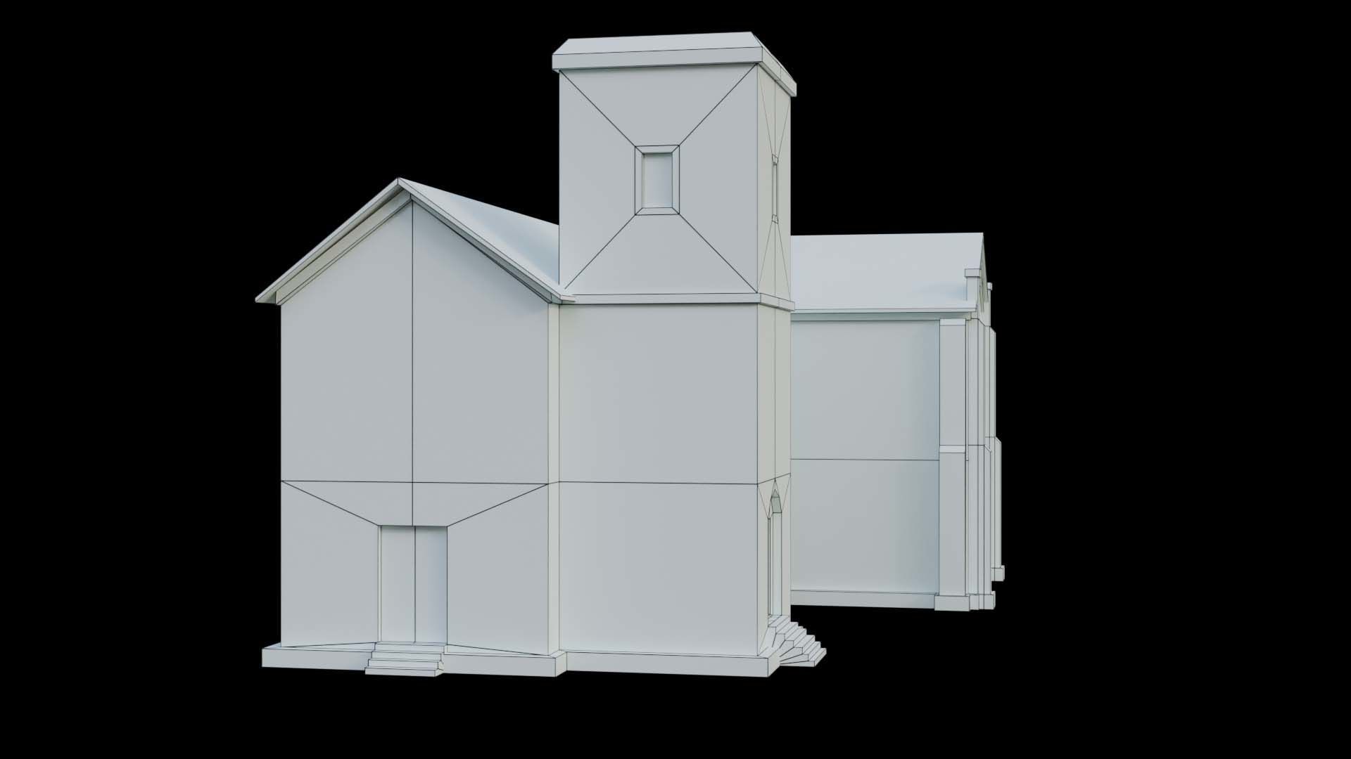 Suburban building 1 Low-poly 3D model_13