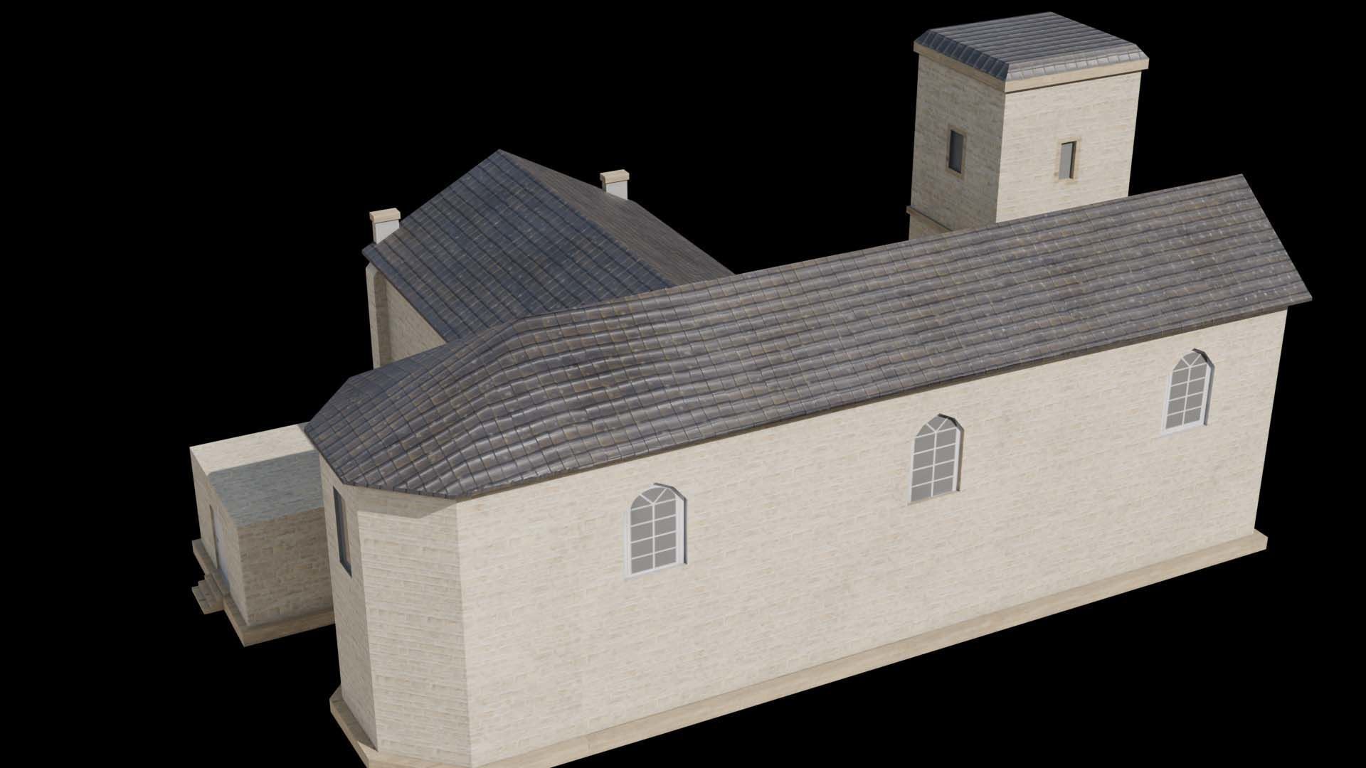 Suburban building 1 Low-poly 3D model_9