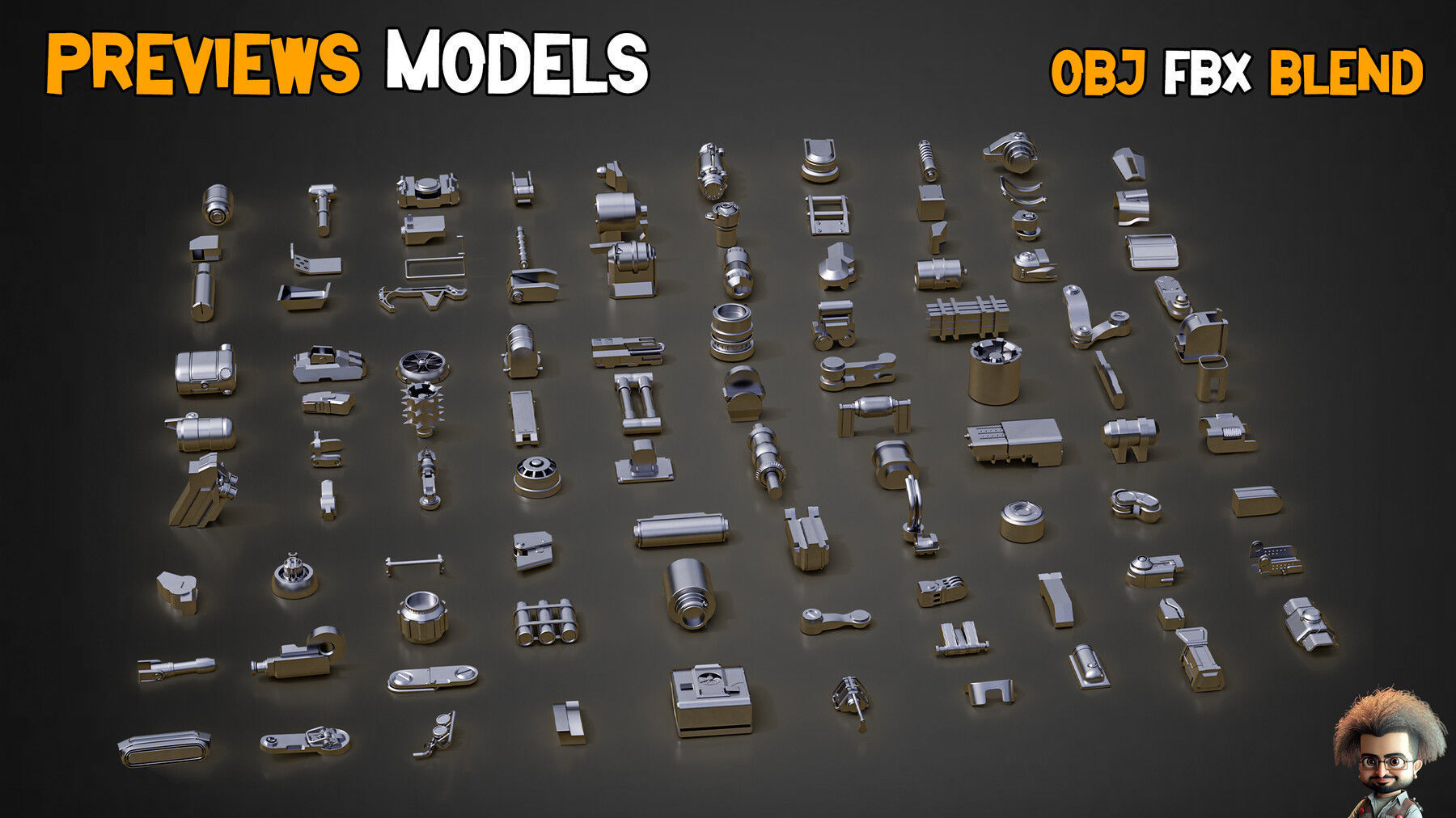 SCI-FI Tank HardSurface Kitbash 100 Unique 3D Model and Model Low-poly 3D model_5