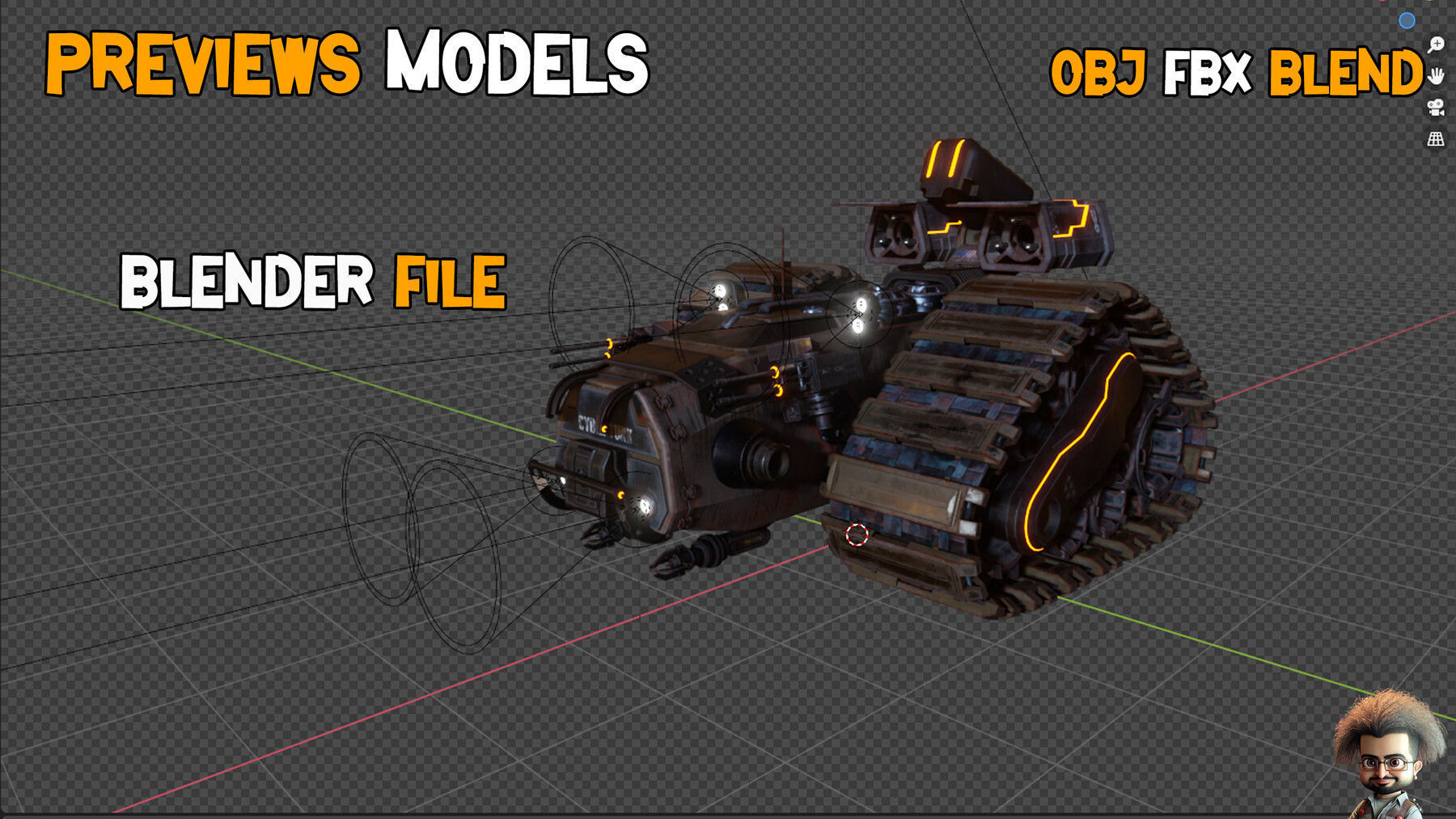 SCI-FI Tank HardSurface Kitbash 100 Unique 3D Model and Model Low-poly 3D model_6