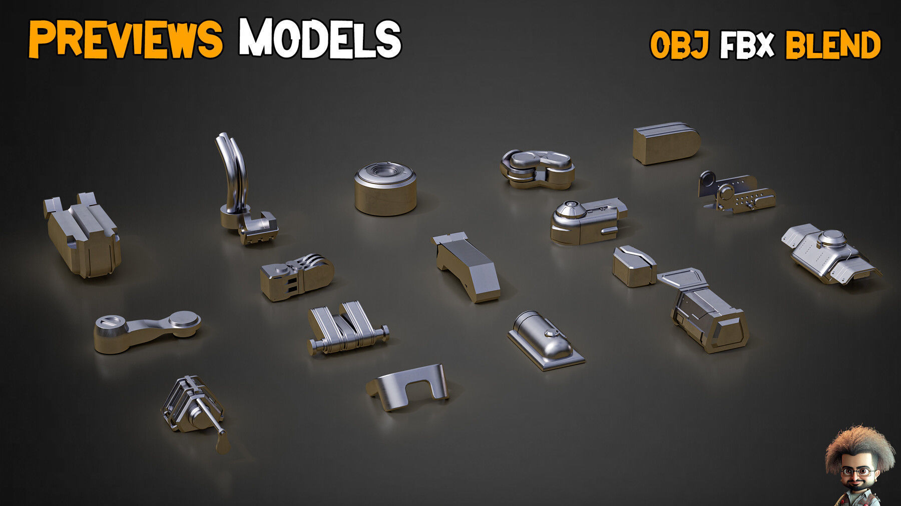 SCI-FI Tank HardSurface Kitbash 100 Unique 3D Model and Model Low-poly 3D model_7