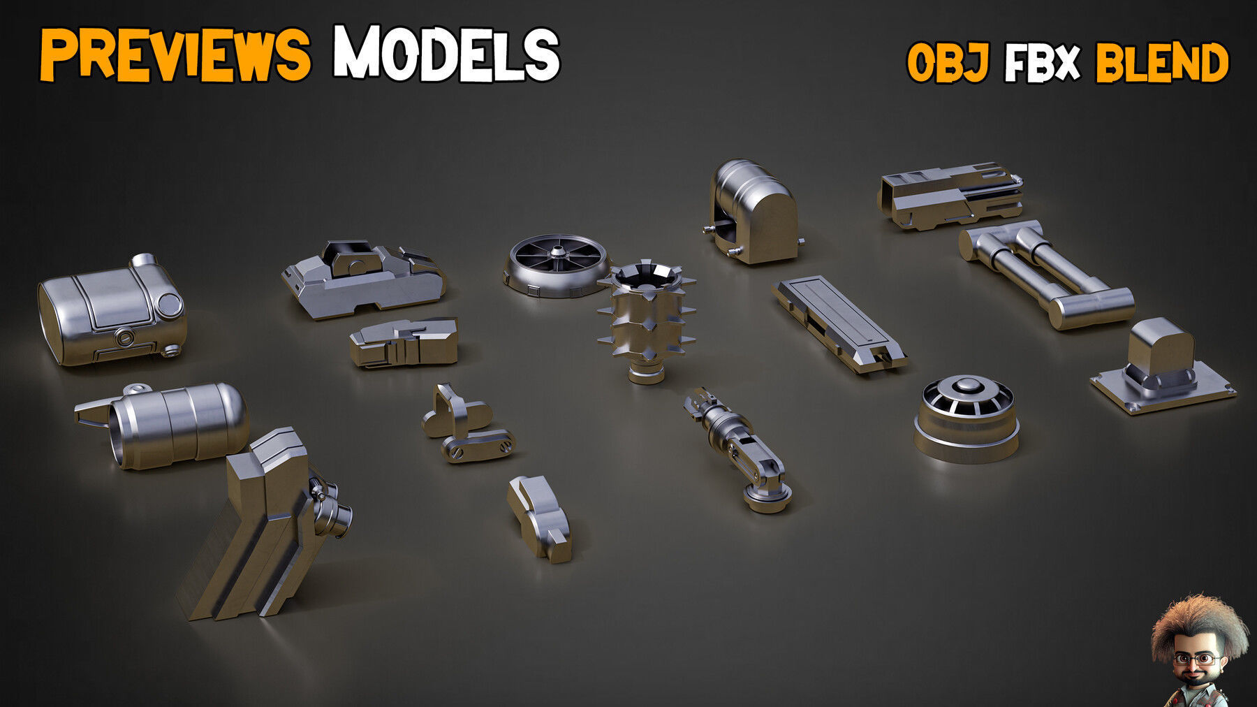 SCI-FI Tank HardSurface Kitbash 100 Unique 3D Model and Model Low-poly 3D model_2