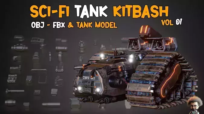 SCI-FI Tank HardSurface  Kitbash 100 Unique 3D Model and  Model