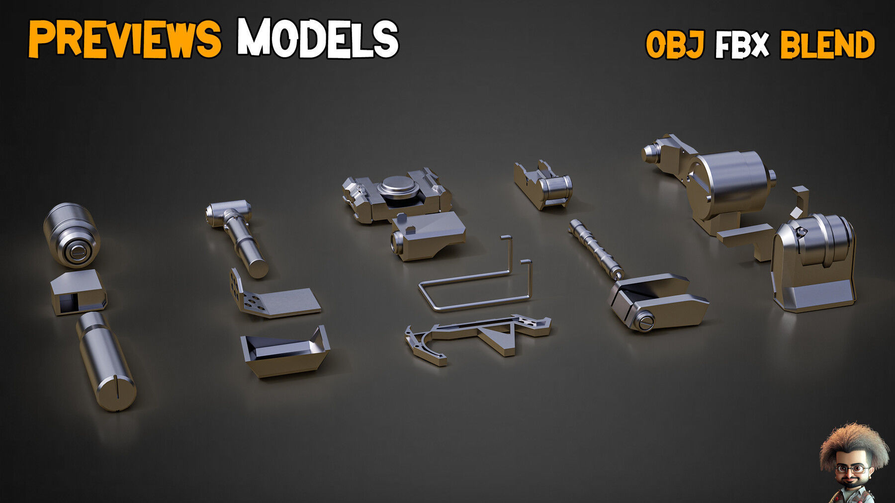 SCI-FI Tank HardSurface Kitbash 100 Unique 3D Model and Model Low-poly 3D model_3