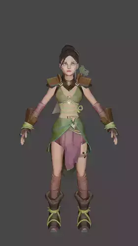 Stylized Archer Character Low-poly 3D model