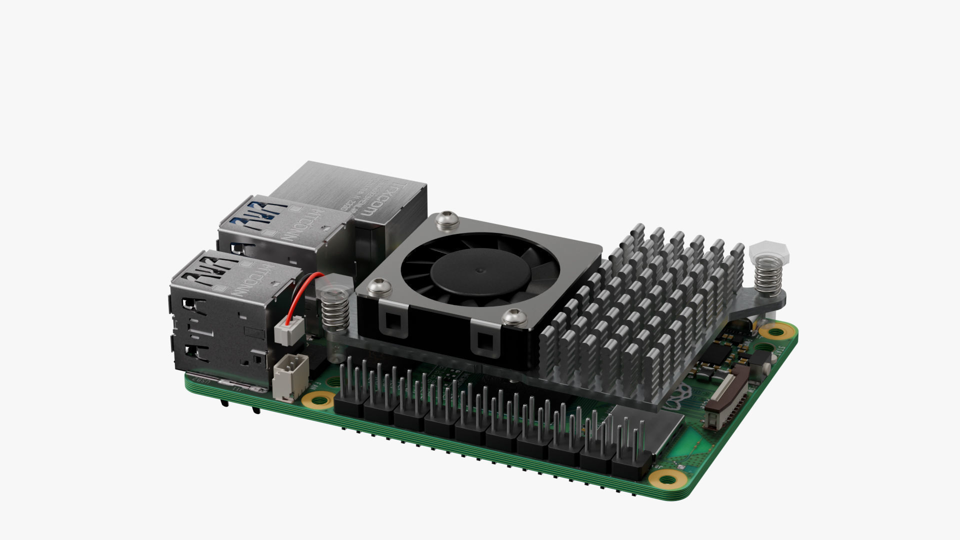 raspberry pi 5 with cooler 3D model_2