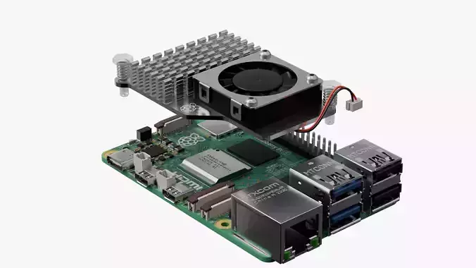 raspberry pi 5 with cooler 3D model