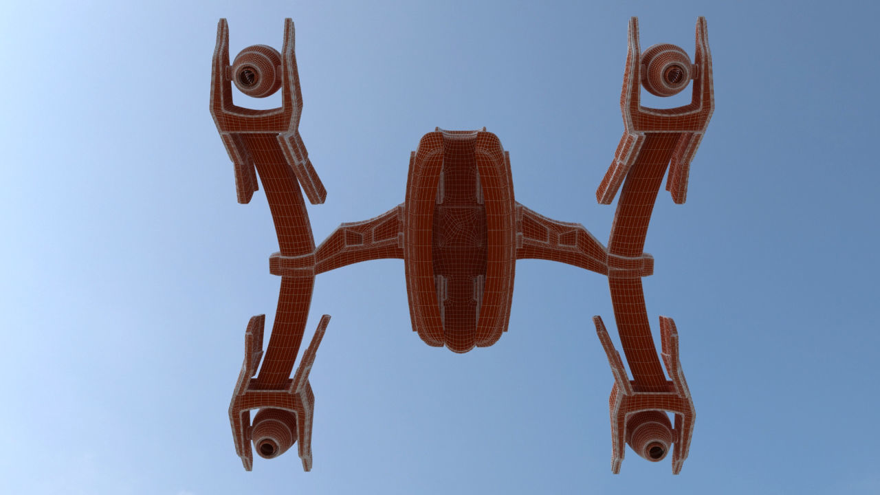 Futuristic Jet Quadcopter Aircraft 3D model_42