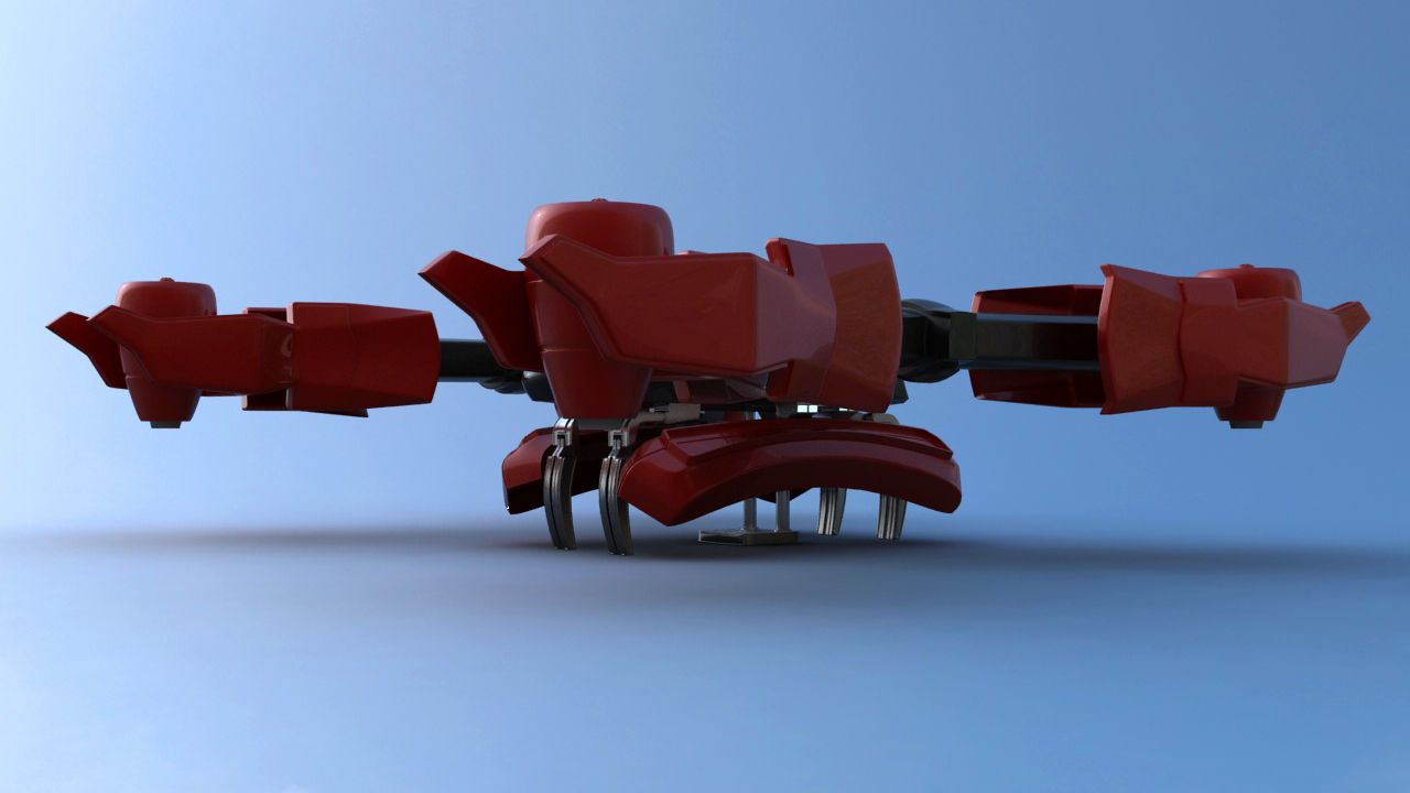 Futuristic Jet Quadcopter Aircraft 3D model_2
