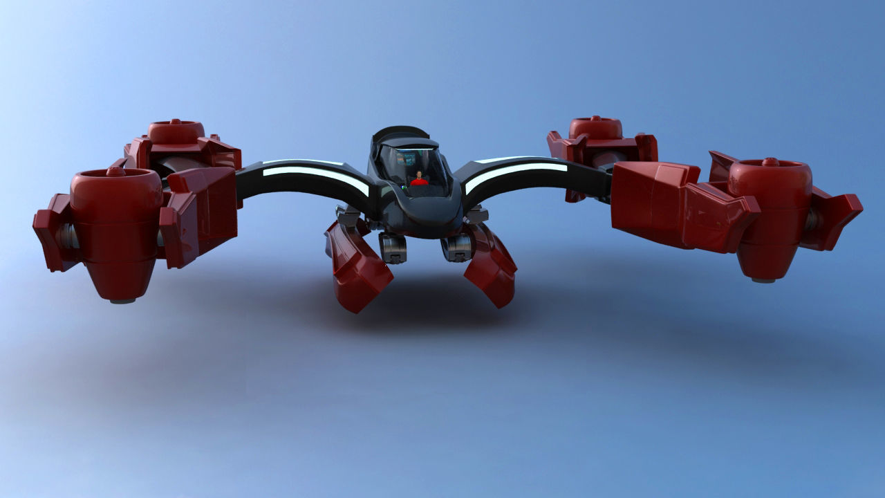 Futuristic Jet Quadcopter Aircraft 3D model_26