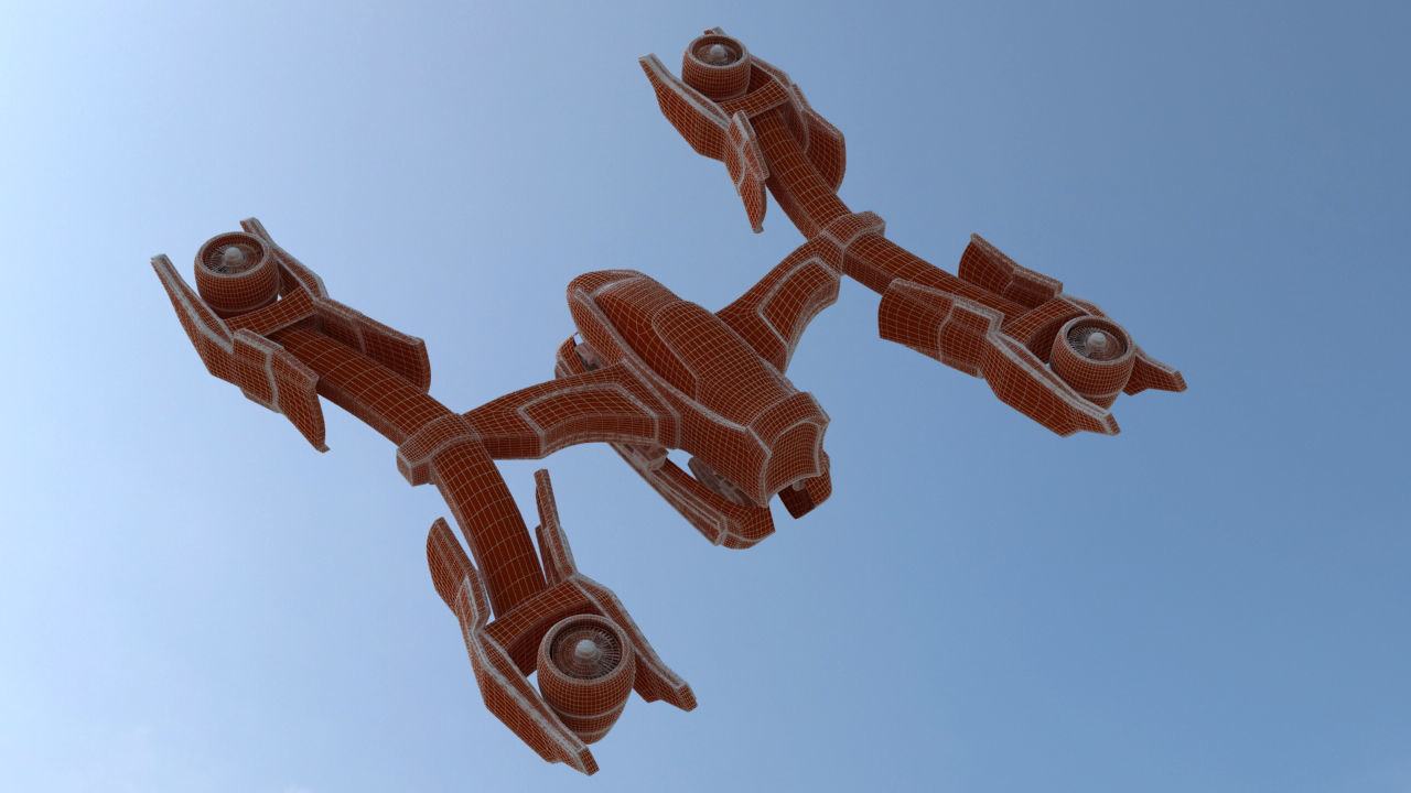 Futuristic Jet Quadcopter Aircraft 3D model_37