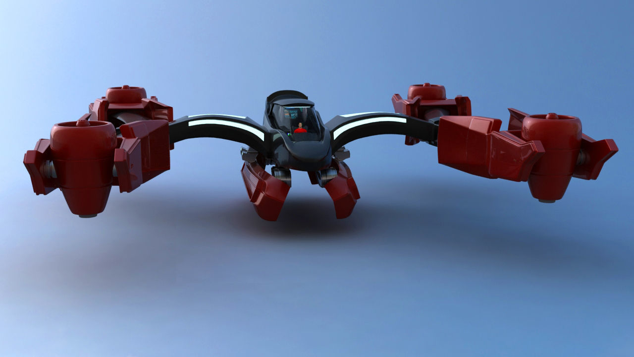 Futuristic Jet Quadcopter Aircraft 3D model_27