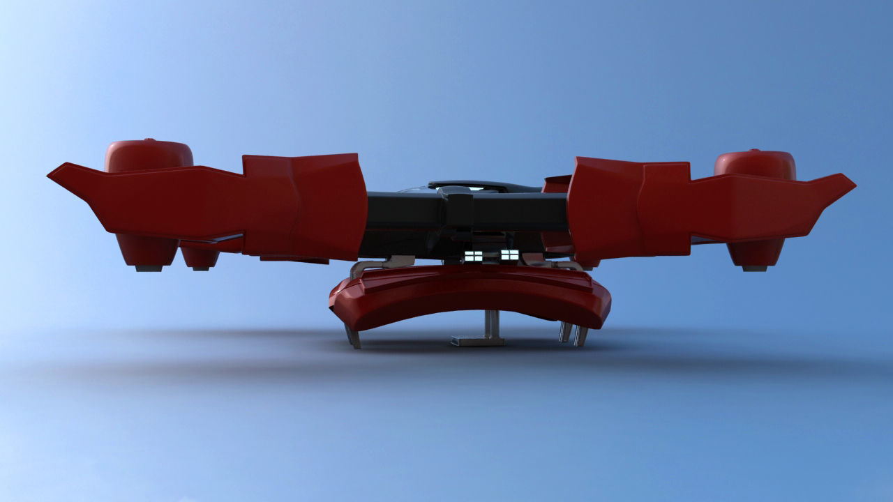 Futuristic Jet Quadcopter Aircraft 3D model_3