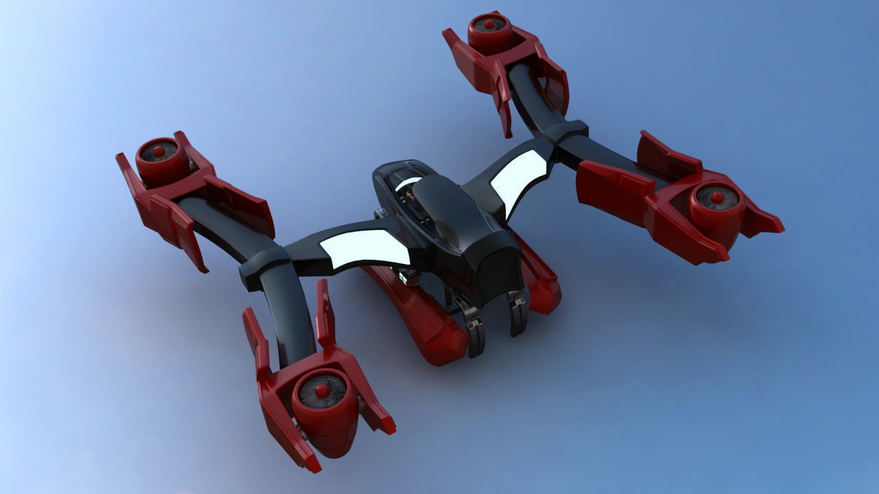Futuristic Jet Quadcopter Aircraft 3D model_15