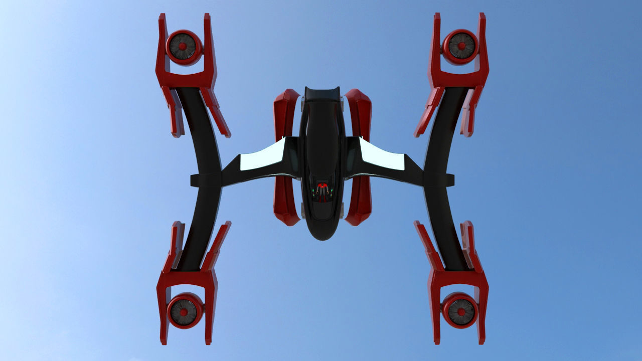 Futuristic Jet Quadcopter Aircraft 3D model_30
