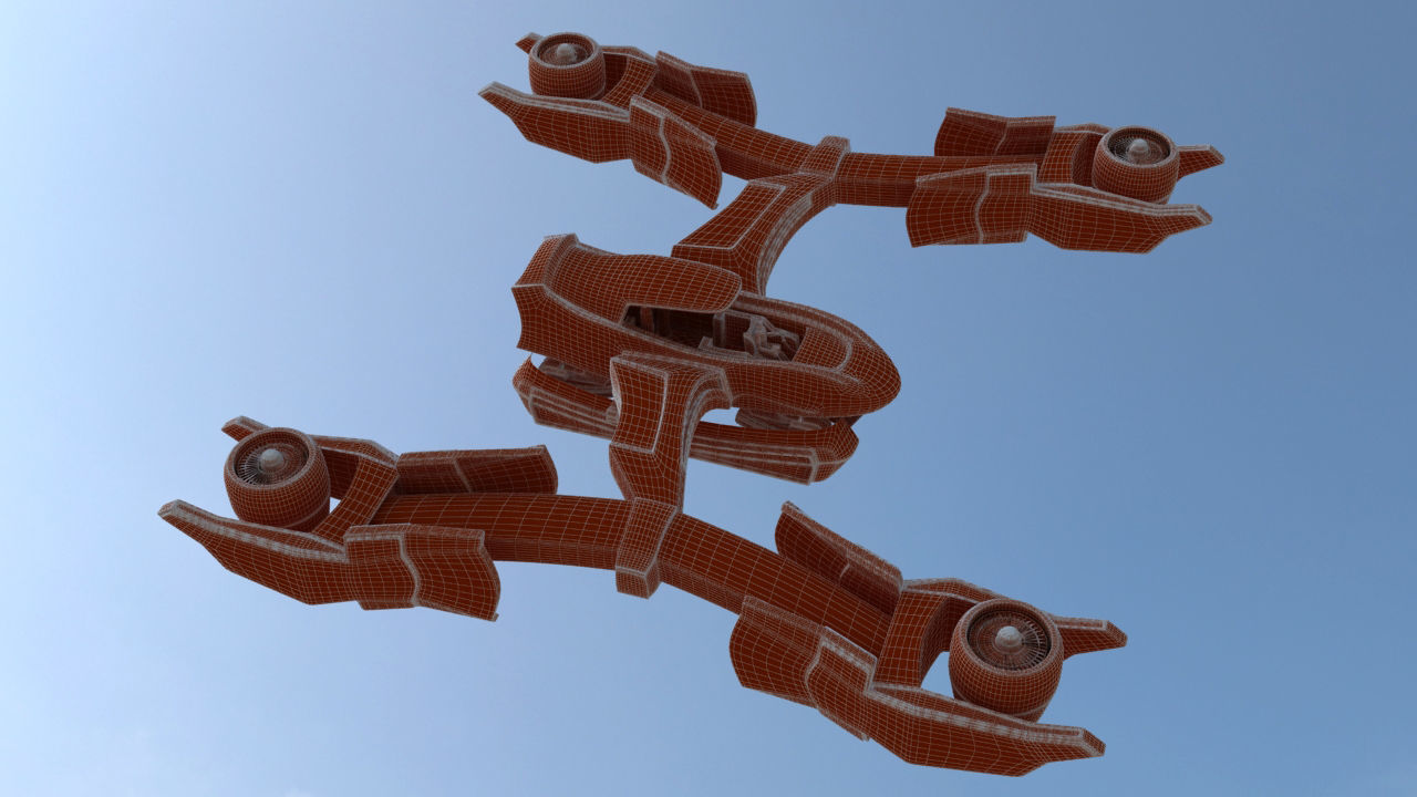 Futuristic Jet Quadcopter Aircraft 3D model_31