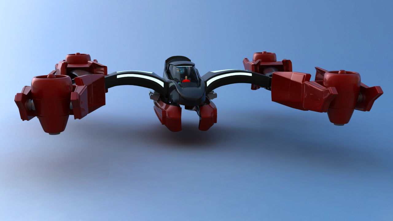 Futuristic Jet Quadcopter Aircraft 3D model_28
