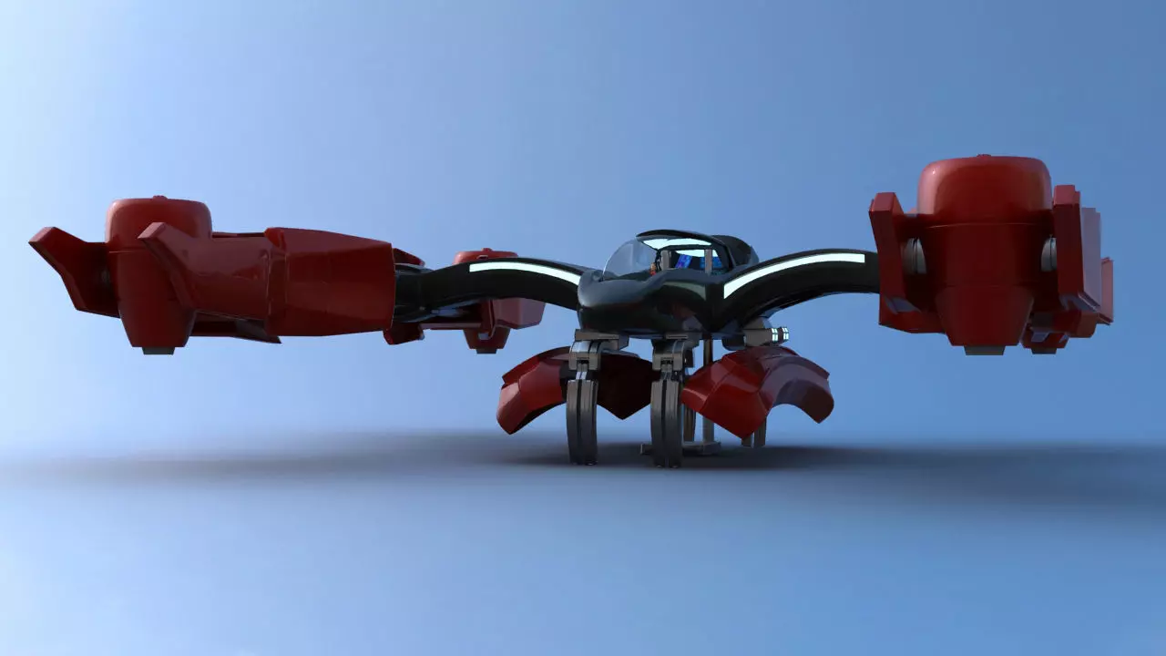 Futuristic Jet Quadcopter Aircraft 3D model_0