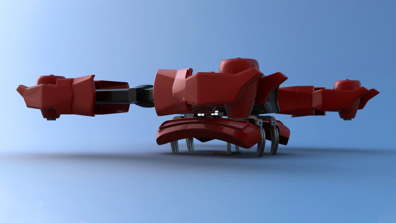 Futuristic Jet Quadcopter Aircraft 3D model_4