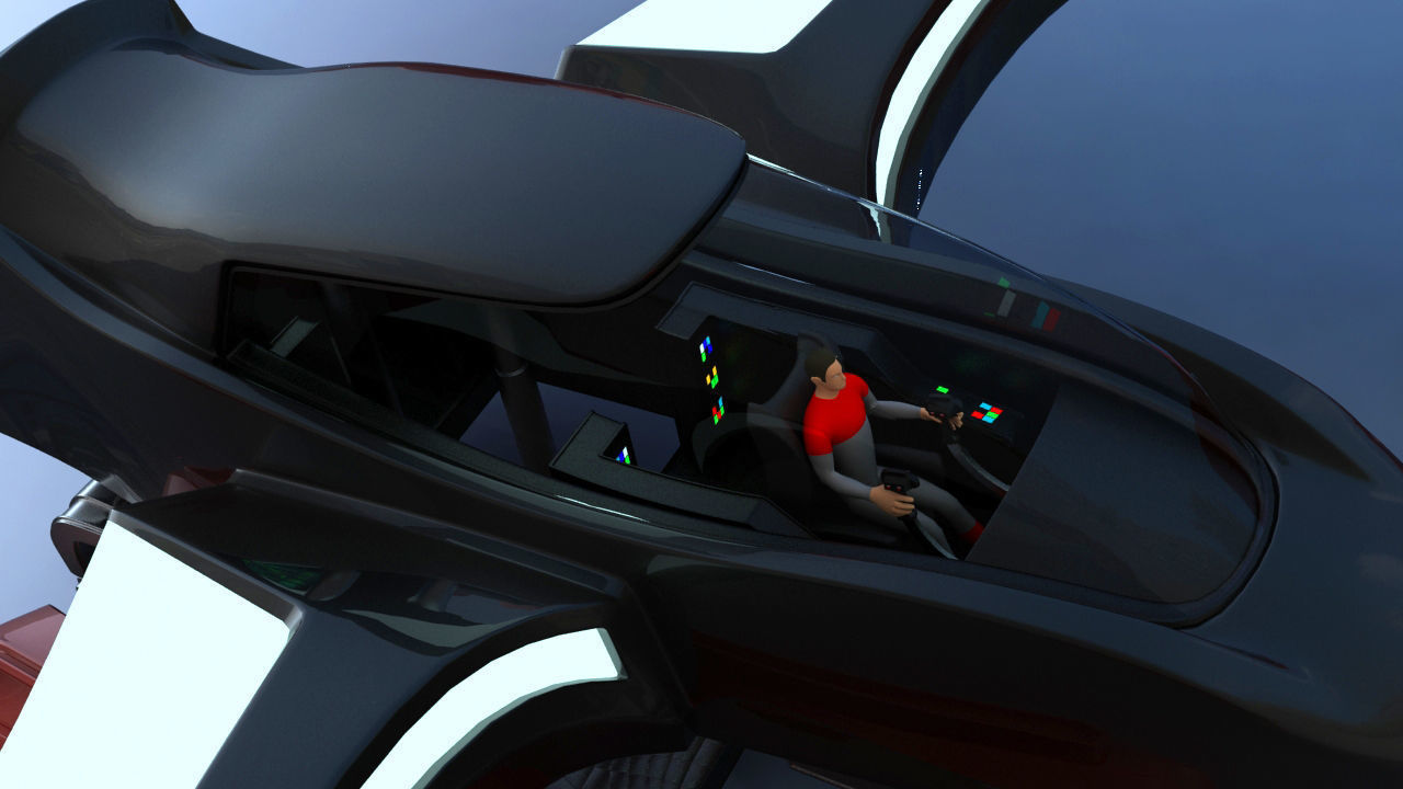 Futuristic Jet Quadcopter Aircraft 3D model_10