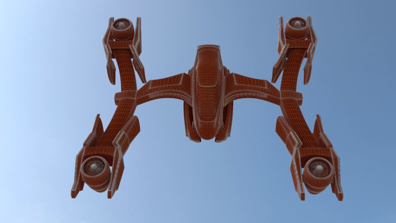Futuristic Jet Quadcopter Aircraft 3D model_41