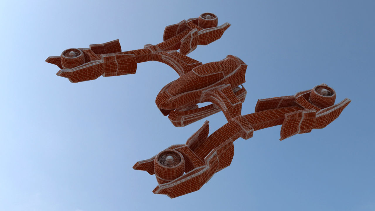 Futuristic Jet Quadcopter Aircraft 3D model_39