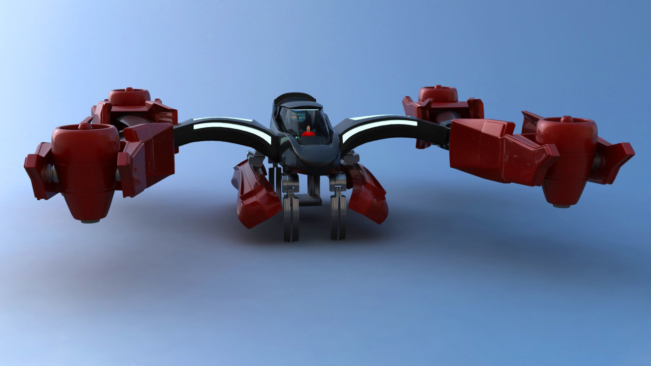 Futuristic Jet Quadcopter Aircraft 3D model_21