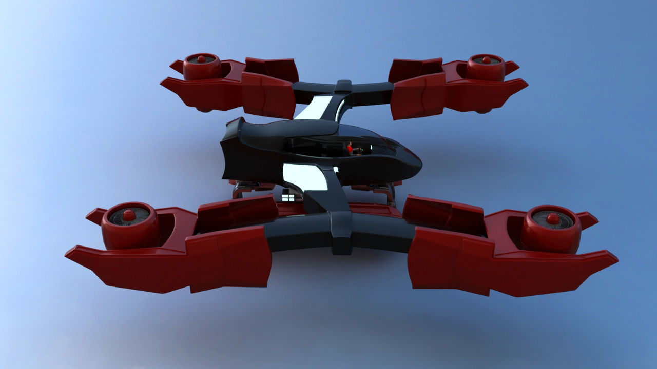 Futuristic Jet Quadcopter Aircraft 3D model_19