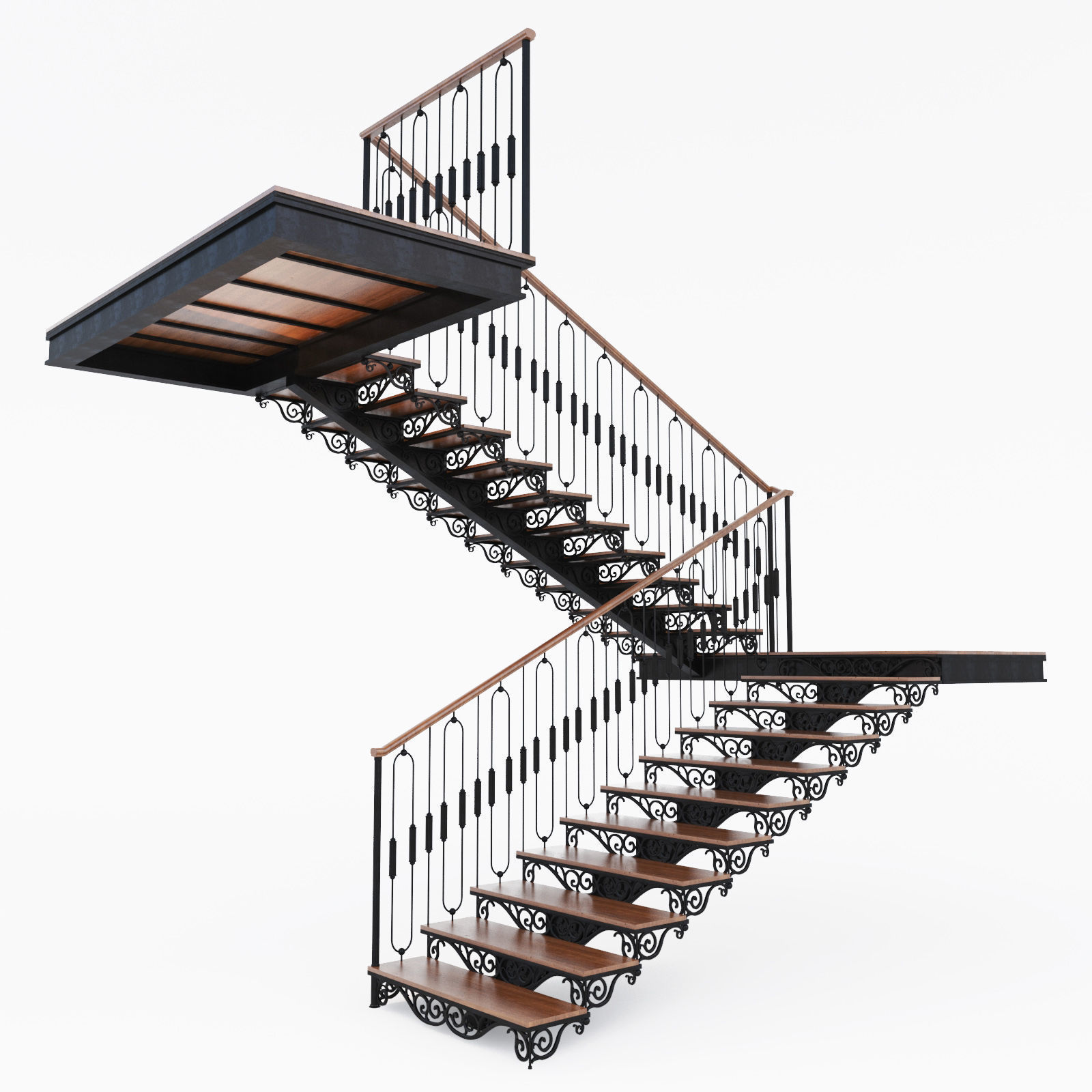 Best 19 stairs and railings Low-poly 3D model_1