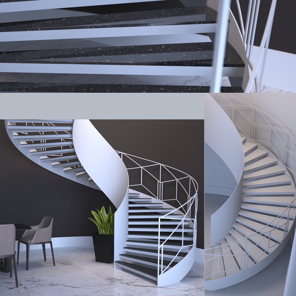 Best 19 stairs and railings Low-poly 3D model_12