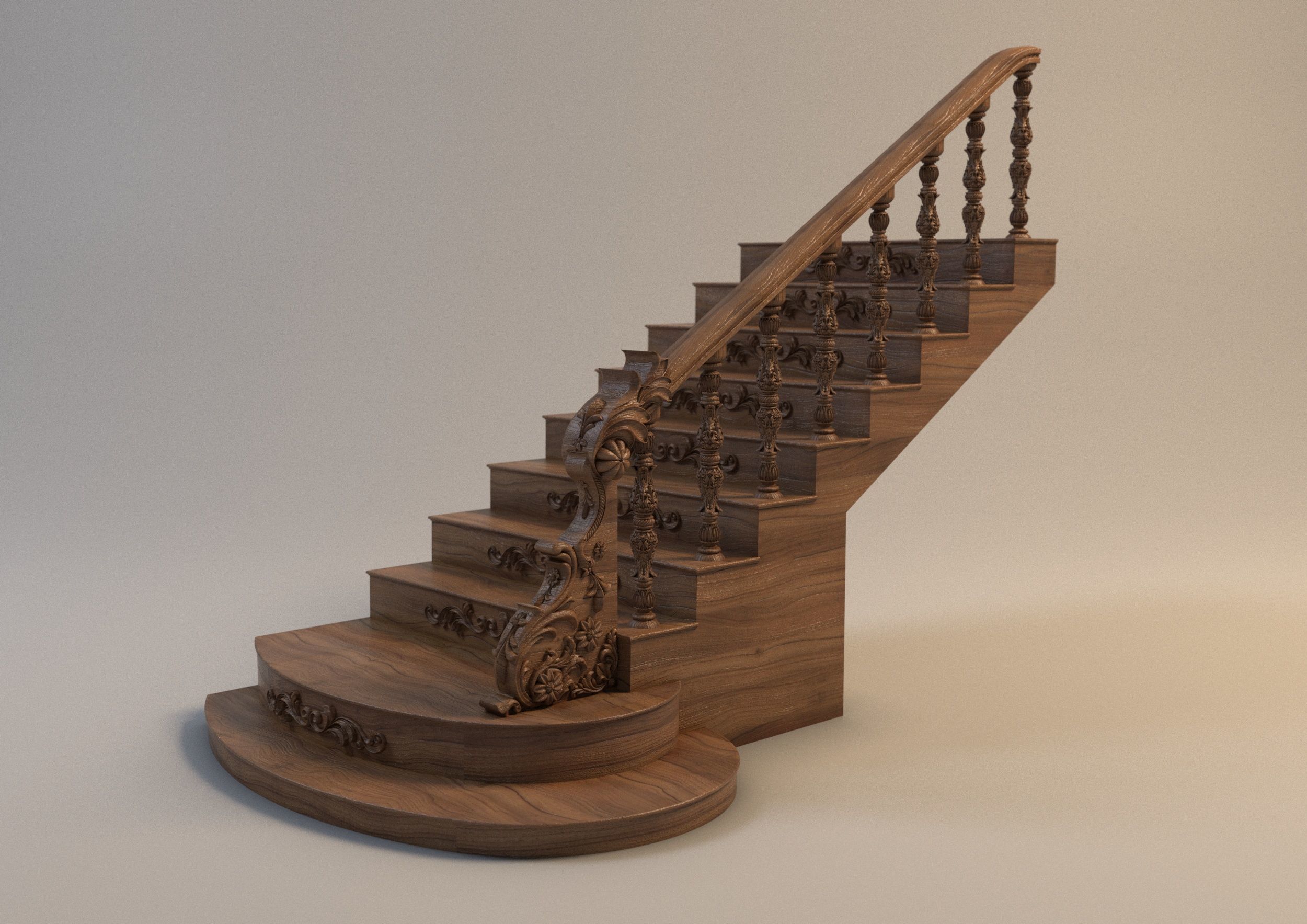 Best 19 stairs and railings Low-poly 3D model_10