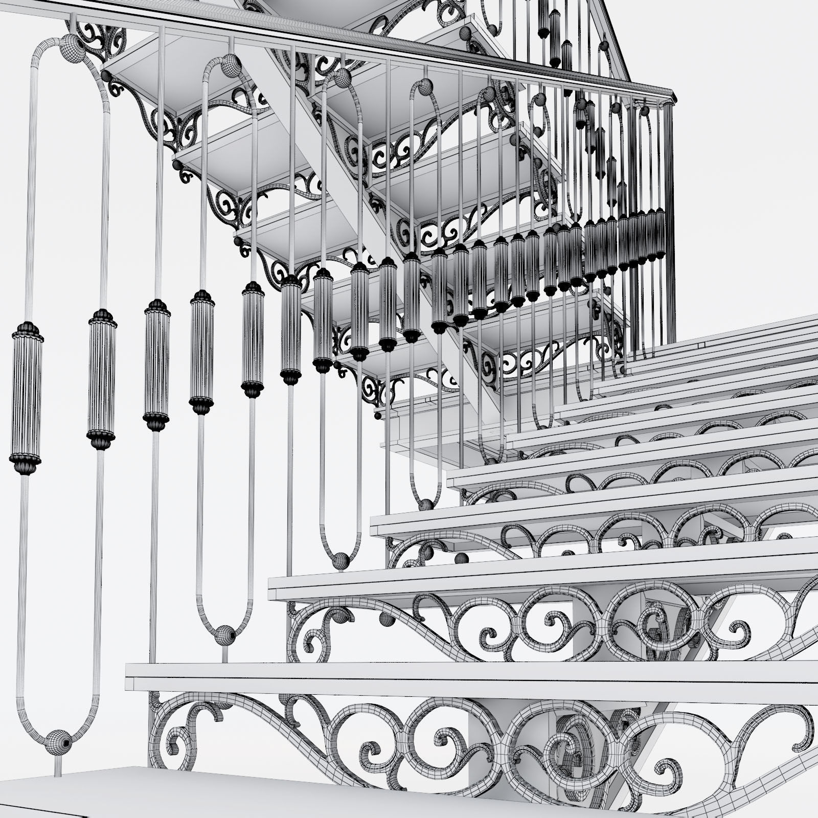 Best 19 stairs and railings Low-poly 3D model_2