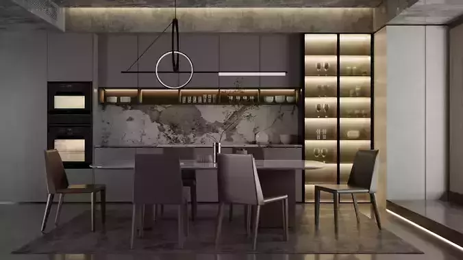 Kitchen Interior Scene for Blender