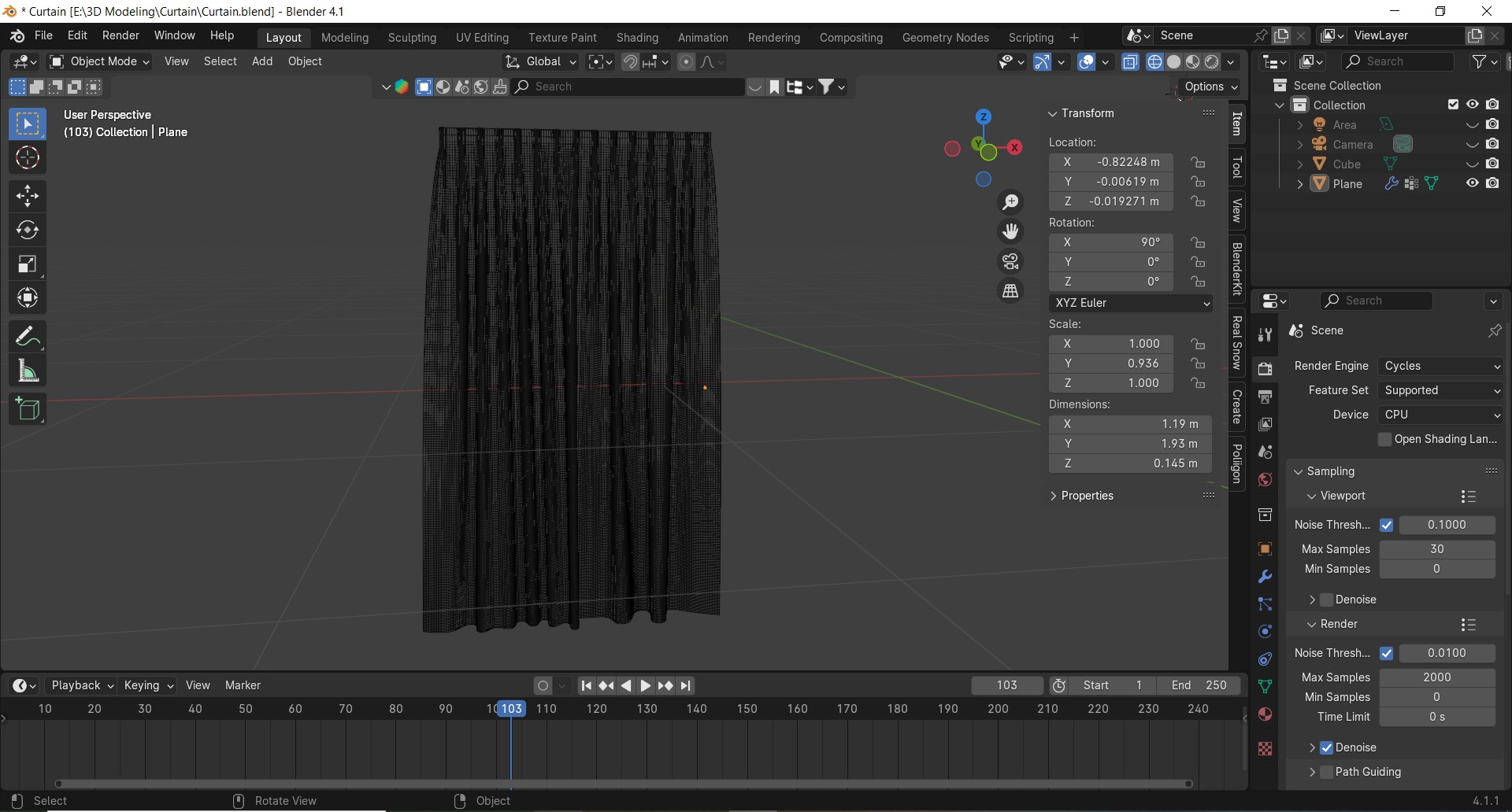 Curtain Free 3D model_1
