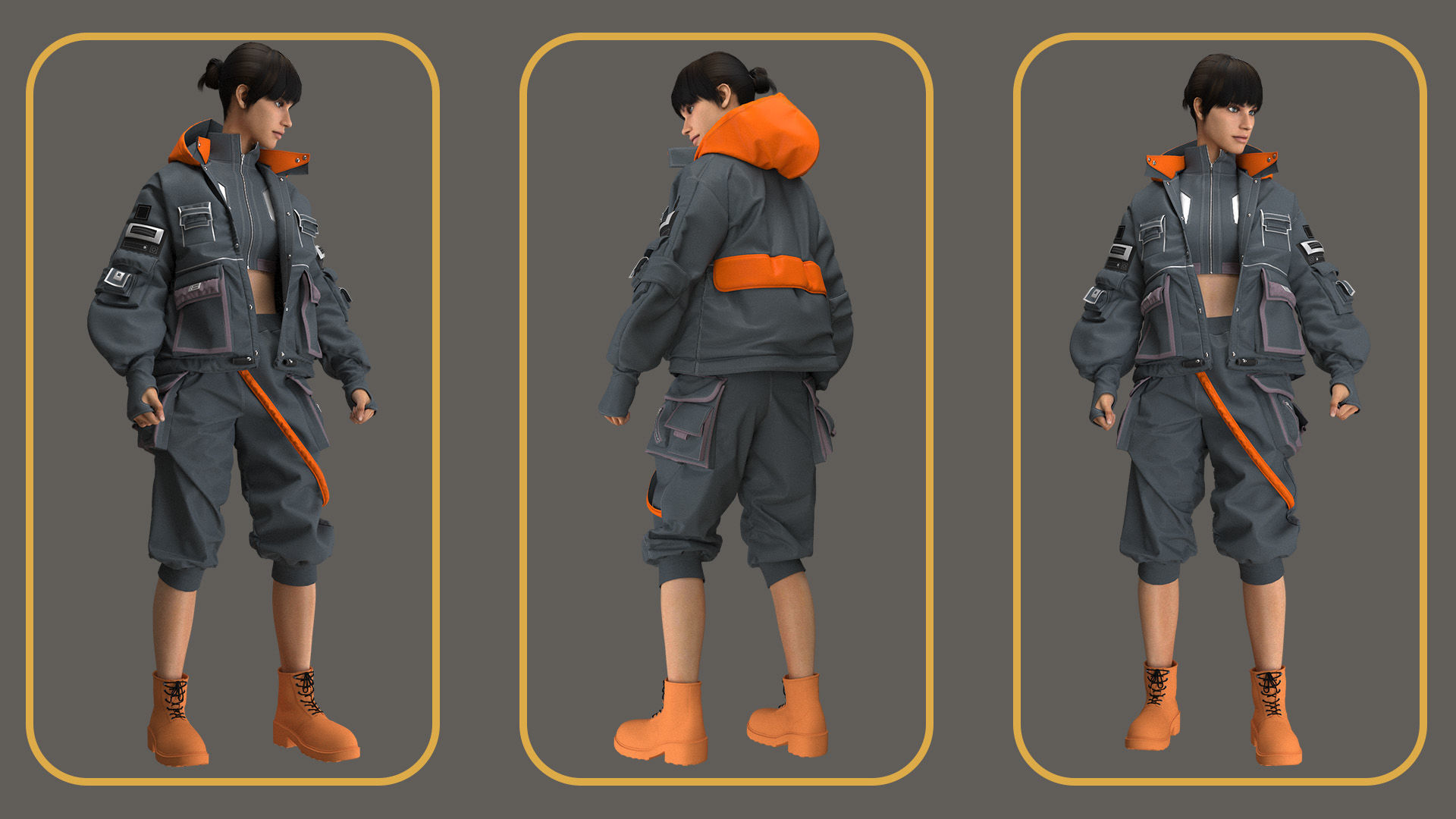 3 in 1 Cyberpunk Outfit Plus Tutorial and Obj file 3D model_2