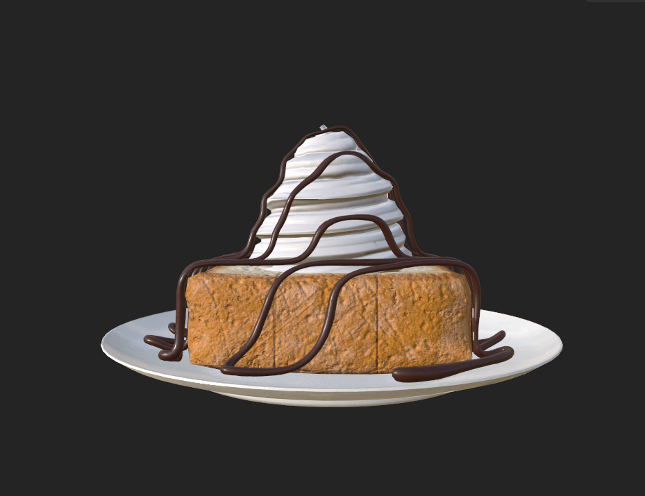 Honey brick toast Low-poly 3D model_1